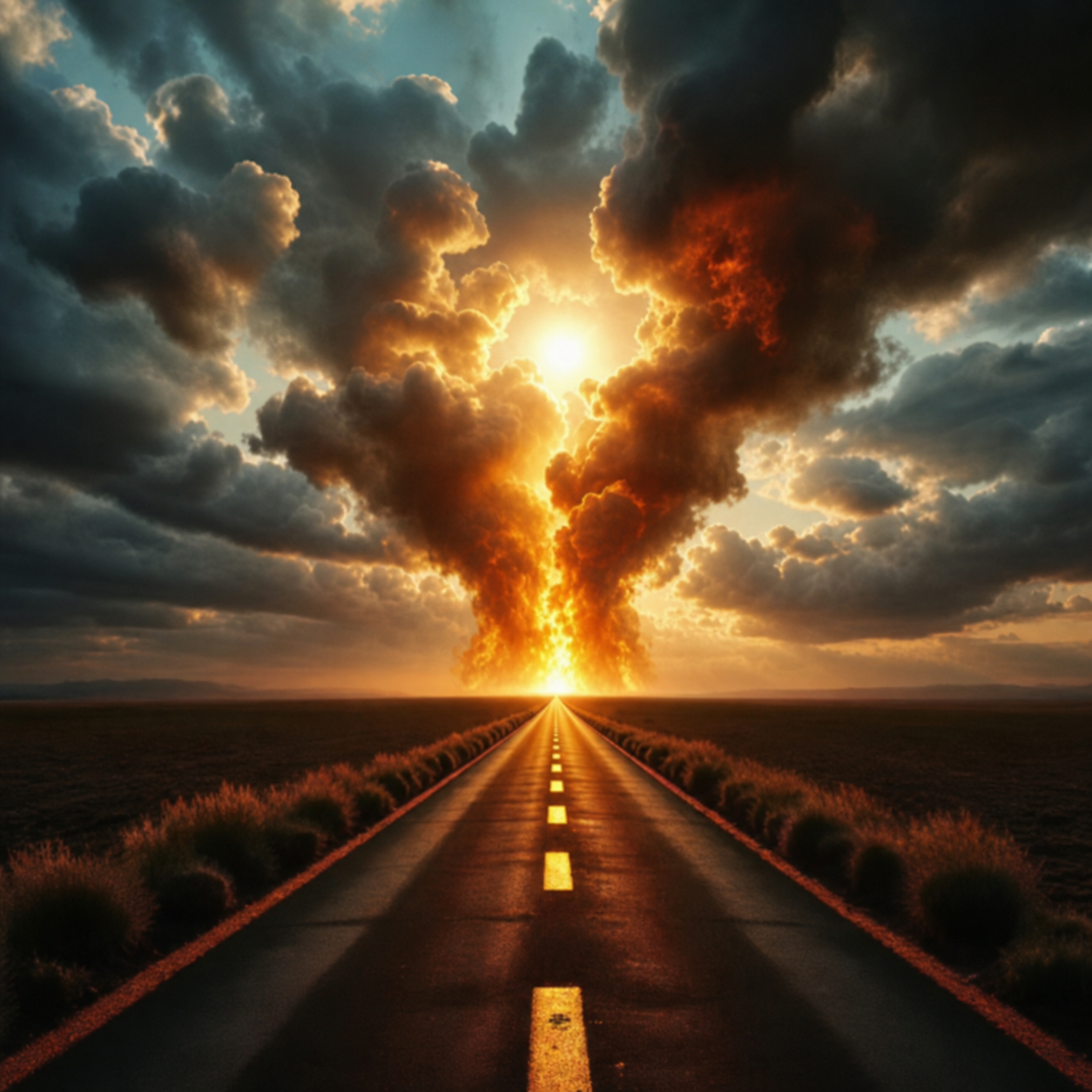 The Gift album cover — a lone highway stretching toward a blazing sunset through dramatic clouds